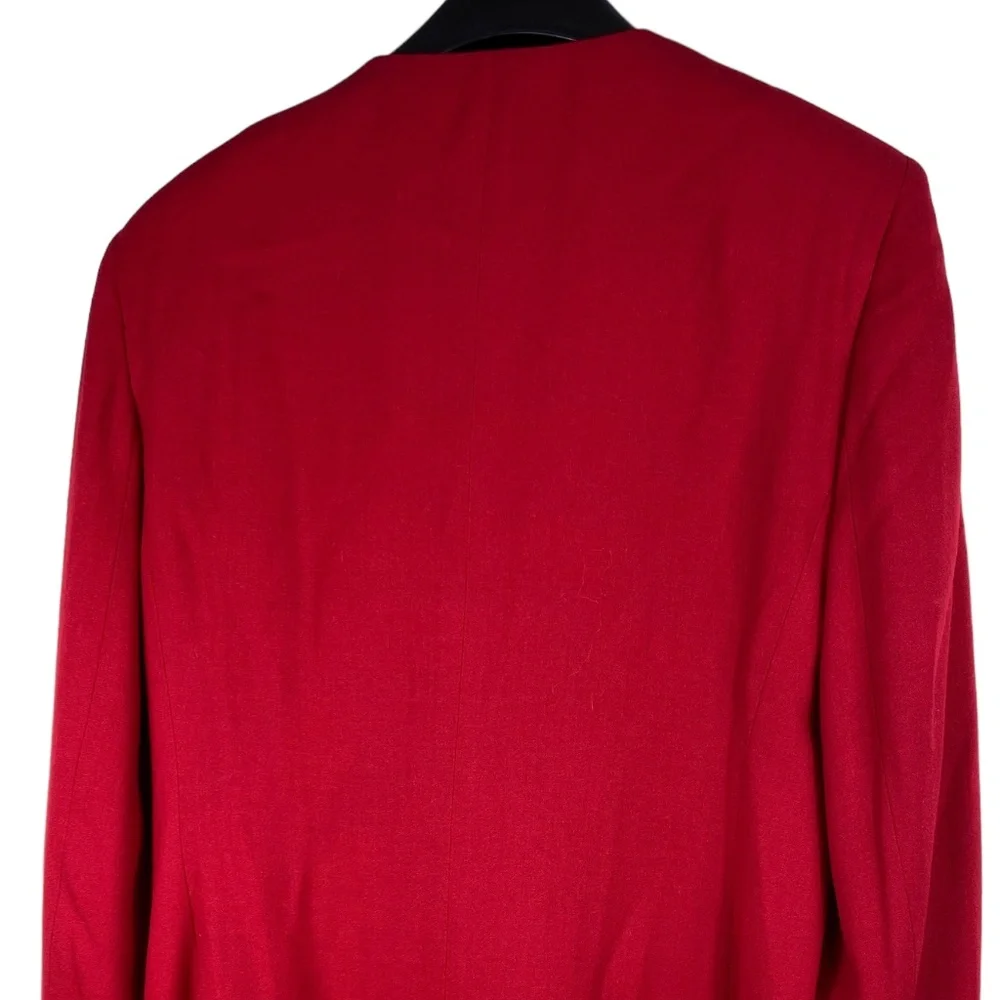 Vtg Christian Dior 10 Medium Blazer Jacket Red One Button Wool Designer Classic